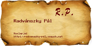Radvánszky Pál névjegykártya